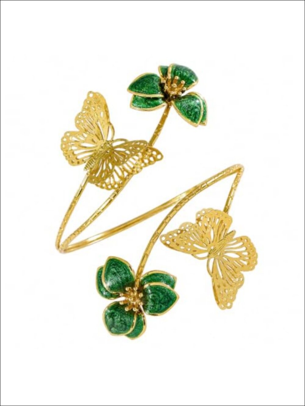 Gold Plated Floral Butterfly Arm Cuff Bracelet Adjustable Bangle